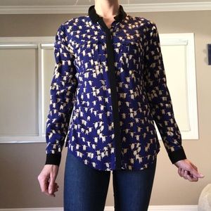 Maeve Blue and Cream Blouse